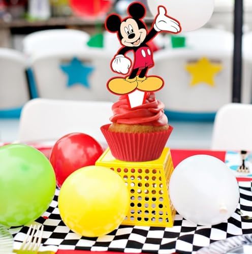 24 piece collection of mouse themed birthday cupcake decorations
