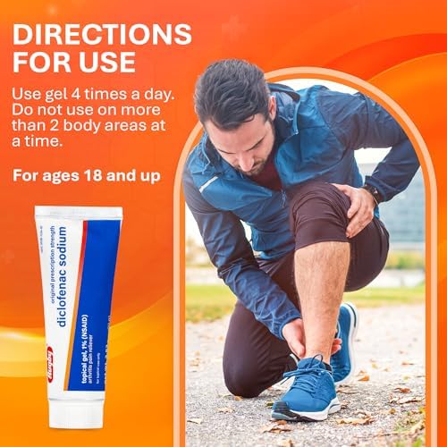 Rugby Laboratories diclofenac sodium one percent topical pain gel side view showing product size