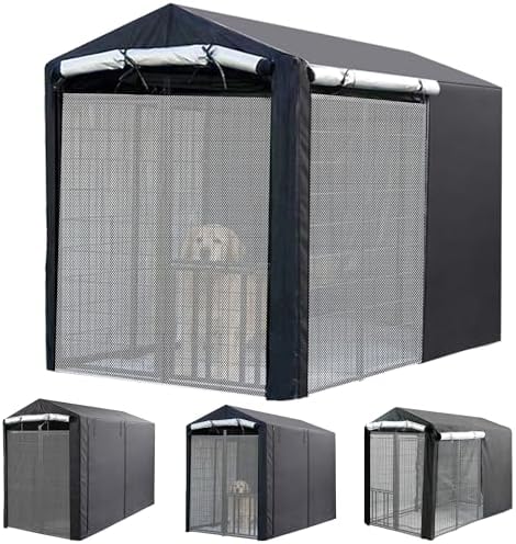 RUIHONG heavy duty pet cage canopy showcasing the roll up mesh windows for airflow and ventilation.