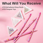 Close up of self adhesive wax pencils for diamond painting