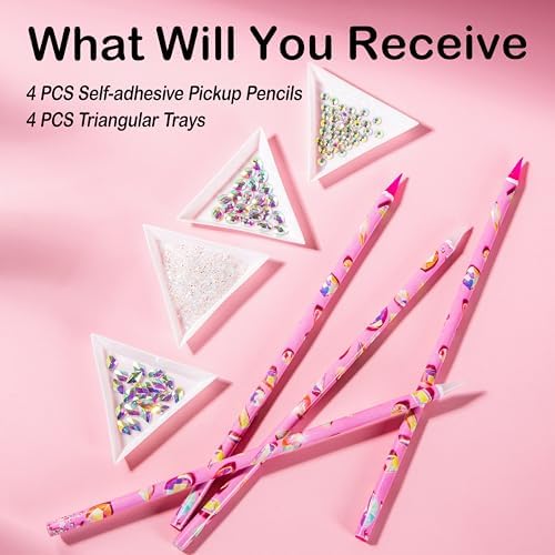 Close up of self adhesive wax pencils for diamond painting