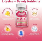 Back label of Klinovium L-Lysine gummies showing complete nutritional information and directions.