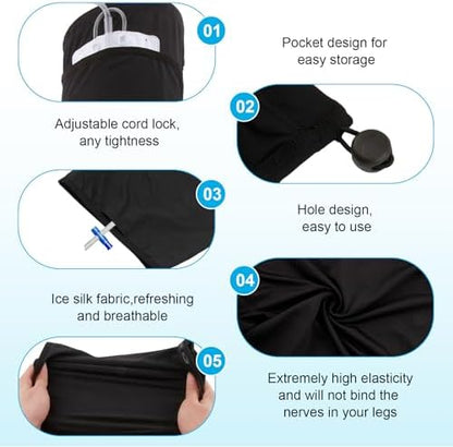 Side view of Weeoatar catheter leg bag sleeve with drainage access