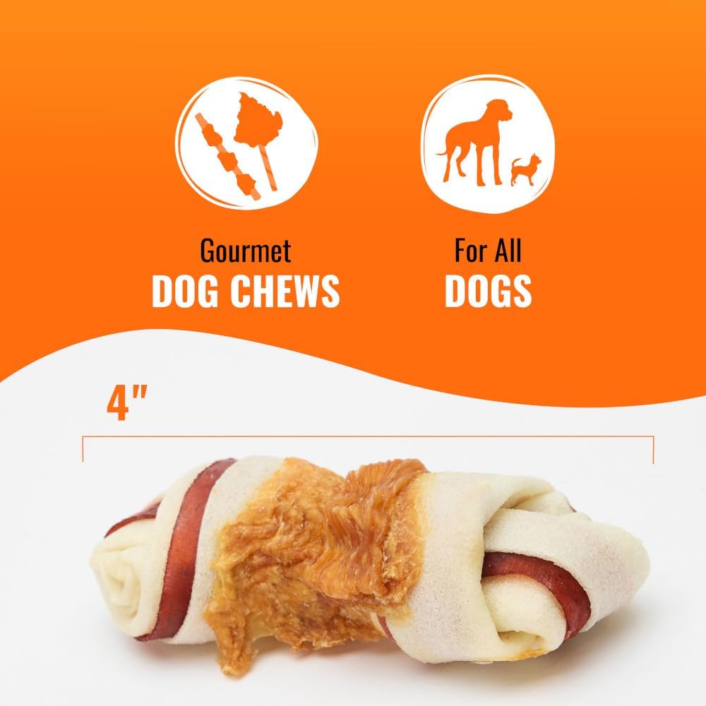 Good 'N' Fun chicken jerky wrapped beef and pork hide chews