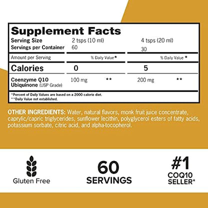Close up of superior absorption CoQ10 supplement facts on bottle label