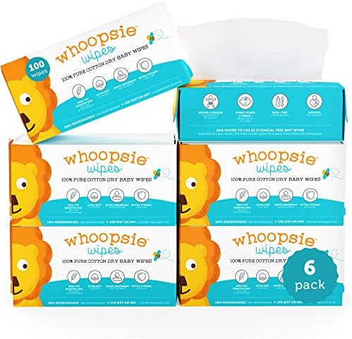 Whoopsie Wipes â€“ The Original 100% Pure Cotton Dry Baby Wipes â€“ Ultra Soft, Unscented, Chemical-Free Wipes for Sensitive Skin â€“ Use Dry or Add Water for Wet Wipes â€“ 6 Packs (600 Count) - Image 8