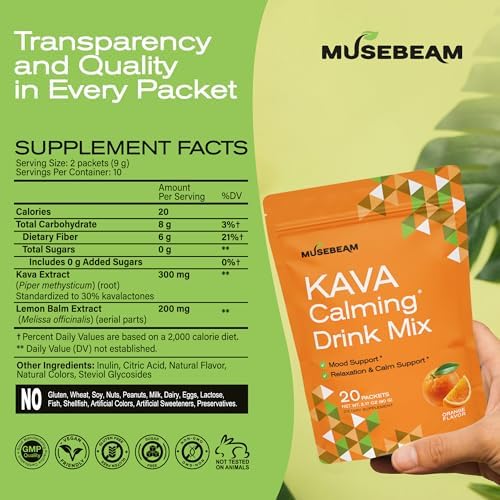 MuseBeam non-alcoholic orange instant powder stick pack for daily stress relief.