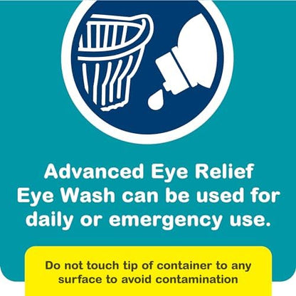 Visual demonstration of the contoured sterile eye cup included with Bausch + Lomb eye relief wash.