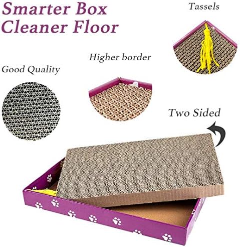 PEEKAB wide scratching board with organic catnip packet being sprinkled on the surface