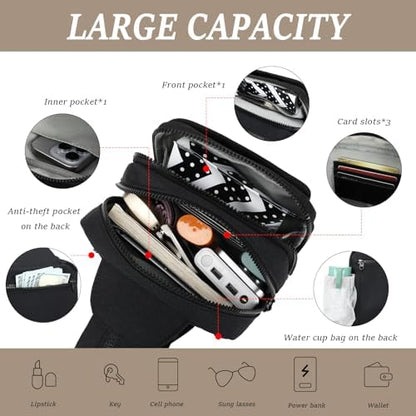 Myhozee mini diaper backpack purse interior layout displaying credit card slots and microfiber phone pocket