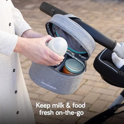 Nanobebe cooler bag holding multiple baby bottles