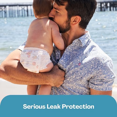 Back view of Hello Bello medium swim diapers pack highlighting leak guard features