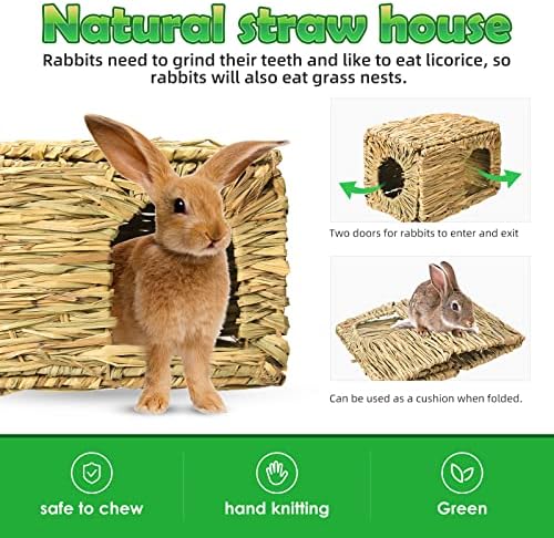 Bunny Grass House-Hand Made Edible Natural Grass Hideaway Comfortable Playhouse for Rabbits, Guinea Pigs and Small Animals to Play,Sleep and Eat - Image 4