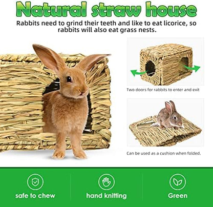 Bunny Grass House-Hand Made Edible Natural Grass Hideaway Comfortable Playhouse for Rabbits, Guinea Pigs and Small Animals to Play,Sleep and Eat - Image 4