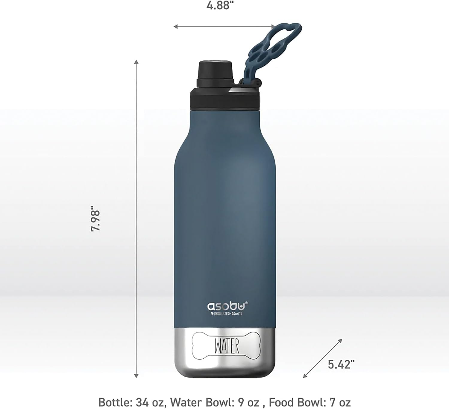 Stainless steel double walled insulated dog bottle with pawprint handle
