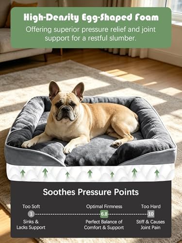 Spotted Play Orthopedic Dog Bed with Sides - Dog Sofa Beds for Medium Dogs, Supportive Foam Pet Couch Bed with Washable Removable Cover, Waterproof Lining and Non-Slip Bottom, Grey - M - Image 5