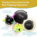 Authentic PILPOC black fidget toy resting next to its exclusive black protective hard carry case