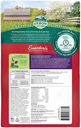 Oxbow Essentials Ferret Food ingredient and nutritional analysis panel