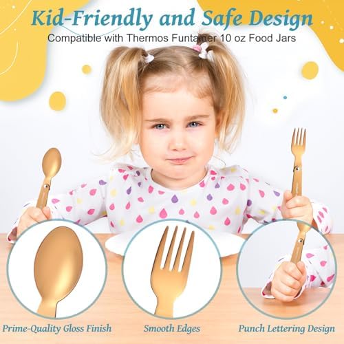 Compact folded dishwasher safe metal utensils for school lunch boxes