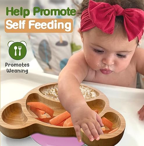 Toddler self feeding using Linda's Essentials bamboo plate