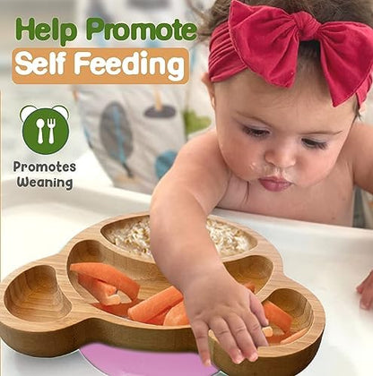 Toddler self feeding using Linda's Essentials bamboo plate