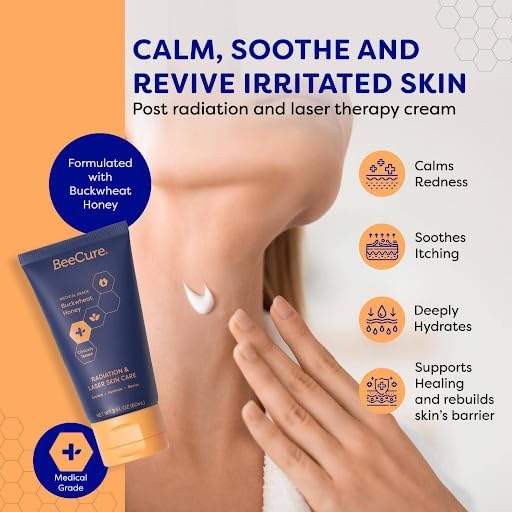 BeeCure buckwheat honey cream for soothing laser treatment burns and skin redness.