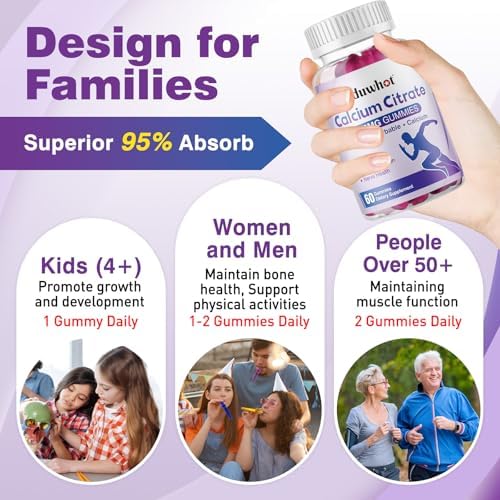 Duwhot calcium citrate dietary supplement 60 count bottle side view