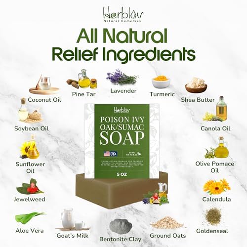 Herblov botanical triple action relief soap bar for outdoor skin protection.