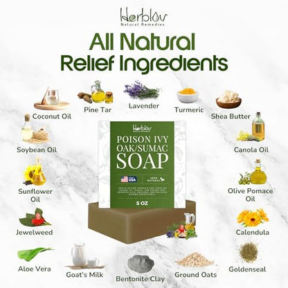 Herblov botanical triple action relief soap bar for outdoor skin protection.