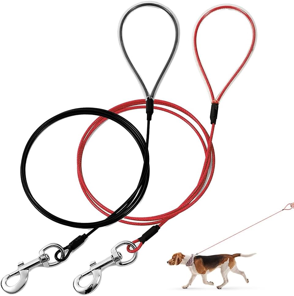Chew Proof Dog Leash,6FT Metal Cable Lead,Heavy Duty Leash Made of Coated Wire Rope,Chew Resistant,Great for Large Dogs and Teething Puppies (Black+Blue, 6ft) - Image 12