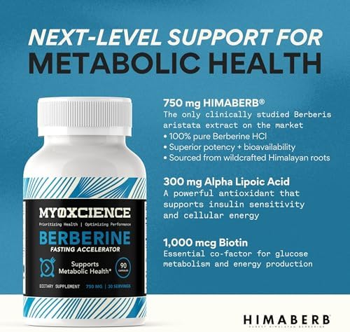 MYOXCIENCE Berberine Fasting Accelerator nutritional facts and ingredient overview.