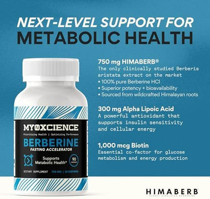 MYOXCIENCE Berberine Fasting Accelerator nutritional facts and ingredient overview.