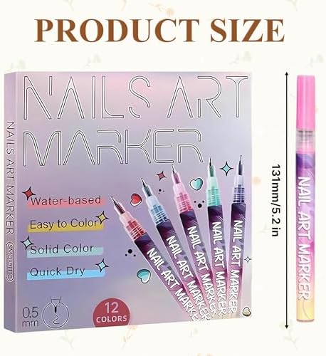 Close up of Kalolary nail art markers fine tip design