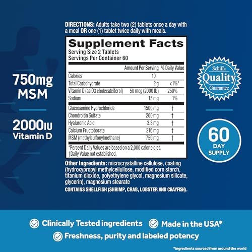 Move Free Advanced Glucosamine Chondroitin MSM + Vitamin D3 Joint Support Supplement, Supports Mobility Comfort Strength Flexibility & Bone + Immune Health - 120 Tablets (40 servings)* - Image 5