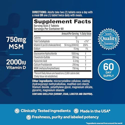 Move Free Advanced Glucosamine Chondroitin MSM + Vitamin D3 Joint Support Supplement, Supports Mobility Comfort Strength Flexibility & Bone + Immune Health - 120 Tablets (40 servings)* - Image 5