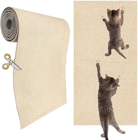 Trimmable felt cat scratch mat protecting a living room couch corner