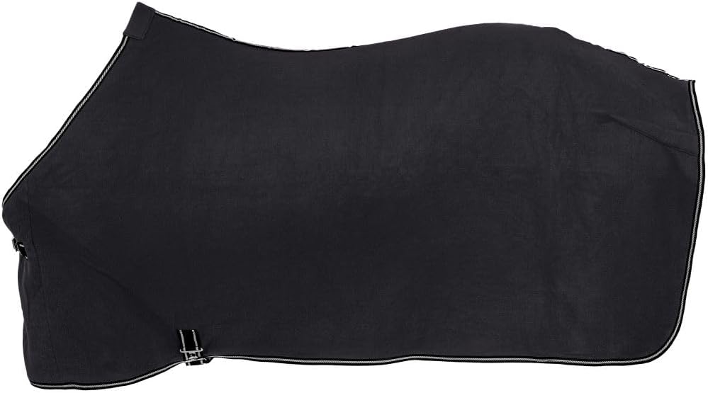 Tough 1 Soft Fleece Blanket Liner Sheet front view in black showing adjustable front buckle closure