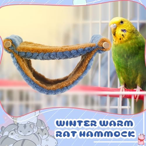 Two piece winter warm pet hammock set in brown and blue