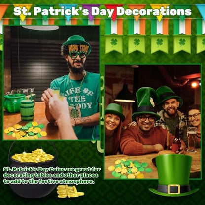 LOJAYUVE St Patricks Day gold coins inside a clear party favor bag
