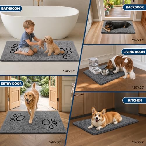 Bcoimo grey dog mat thirty by twenty inches used as a plush liner inside a pet crate