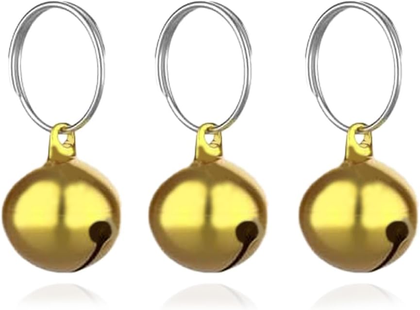 SKYPIA Round Dog Bells Dog Charm Bells Pet Pendant, 3 PCS Anti-Lost Training Bells for Collars, Suitable for Pet Pendant Accessories 1/2-Inch Gold - Image 1