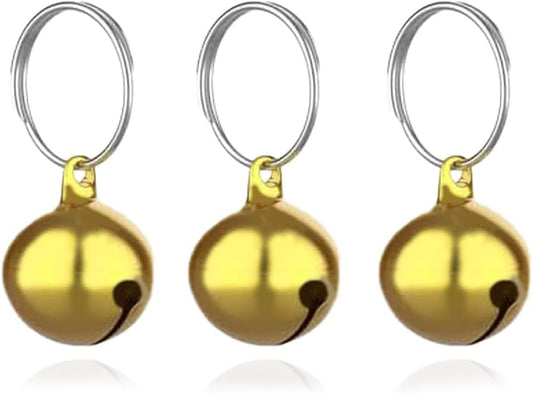 SKYPIA Round Dog Bells Dog Charm Bells Pet Pendant, 3 PCS Anti-Lost Training Bells for Collars, Suitable for Pet Pendant Accessories 1/2-Inch Gold - Image 1