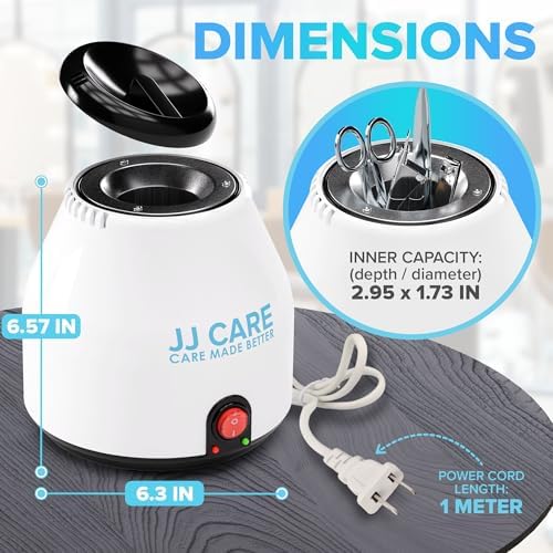 Top view of JJ Care disinfectant jar for salon tools