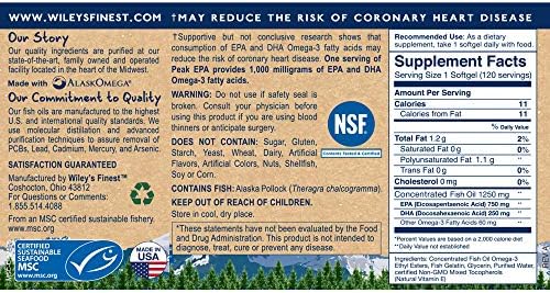 Wiley's Finest Peak EPA supplement facts label and packaging details
