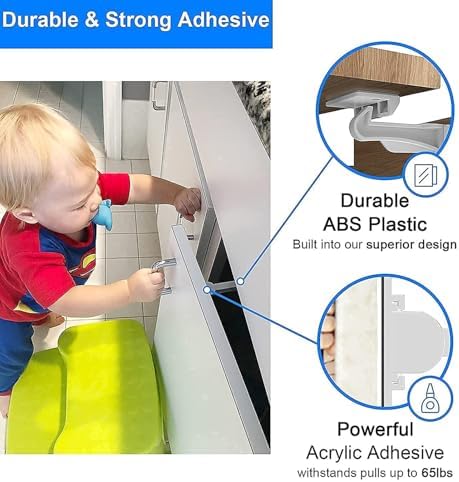 Buumook baby proofing cabinet locks installed on kitchen cupboard
