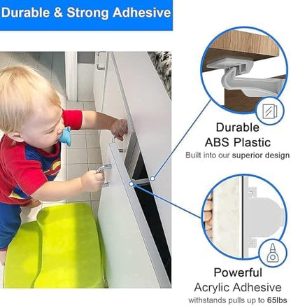 Buumook baby proofing cabinet locks installed on kitchen cupboard