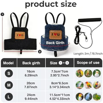 Black bird training harness with rubber grip handle close up