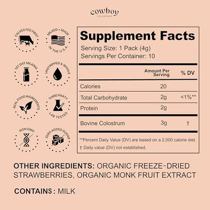 Cowboy Colostrum bovine superfood powder single-serve stick display