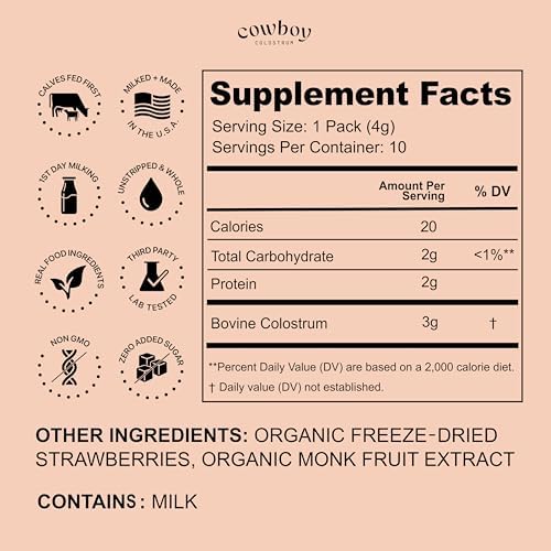 Cowboy Colostrum bovine superfood powder single-serve stick display