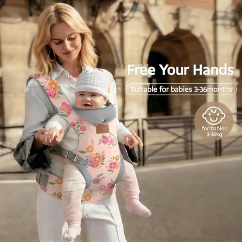 Parent wearing YooxArmor ergonomic carrier for hands-free parenting